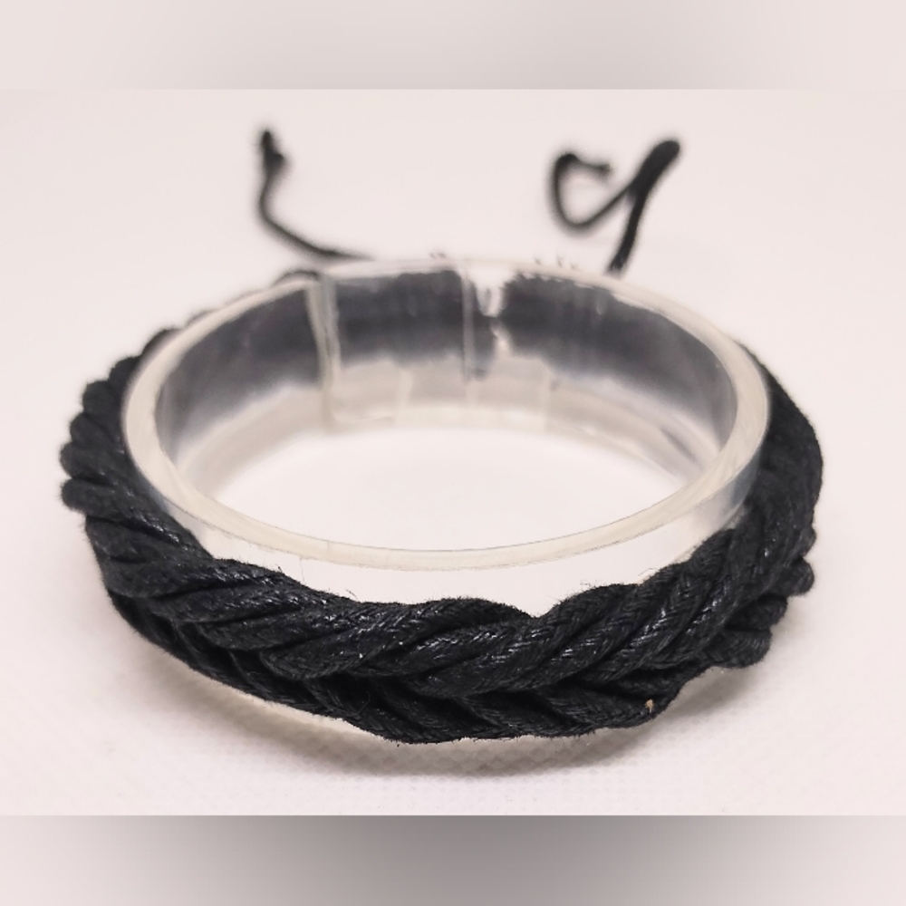 Men's‎ Bracelet Leather Braided Black New f45